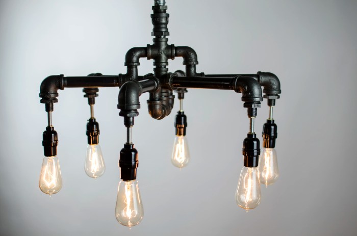 Industrial lighting chandelier edison plumbing pipe metal diy projects bulbs bulb cool design pipes ideas fixtures style made ceiling decor