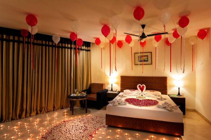 Night resorts first decoration indian romantic bedroom valentine ideas hyderabad pragati rose resort petals candles red honeymoon create ts don