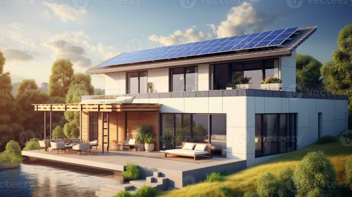 Rumah industrial minimalis dengan solar panel